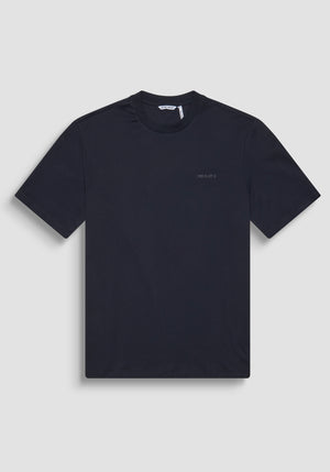 T-SHIRT RELAXED FIT DE PUNTO DE ALGODÓN PURO CON ESTAMPADO MINIMALISTA Y LOGOTIPO EN LA PARTE TRASERA