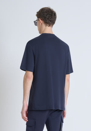 T-SHIRT RELAXED FIT DE PUNTO DE ALGODÓN PURO CON ESTAMPADO MINIMALISTA Y LOGOTIPO EN LA PARTE TRASERA