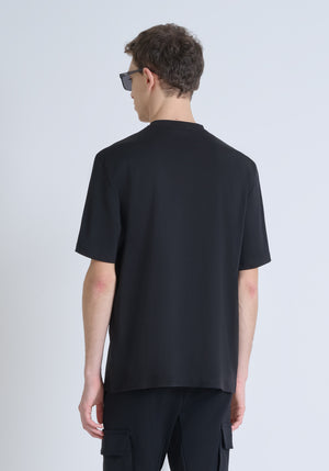 T-SHIRT RELAXED FIT DE PUNTO DE ALGODÓN PURO CON ESTAMPADO MINIMALISTA Y LOGOTIPO EN LA PARTE TRASERA