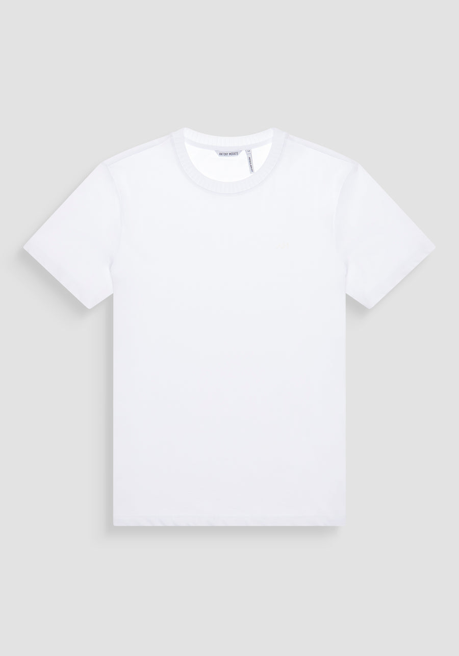 T-SHIRT  RELAXED DE PUNTO DE ALGODÓN CON LOGOTIPO EN RELIEVE TONO SOBRE TONO