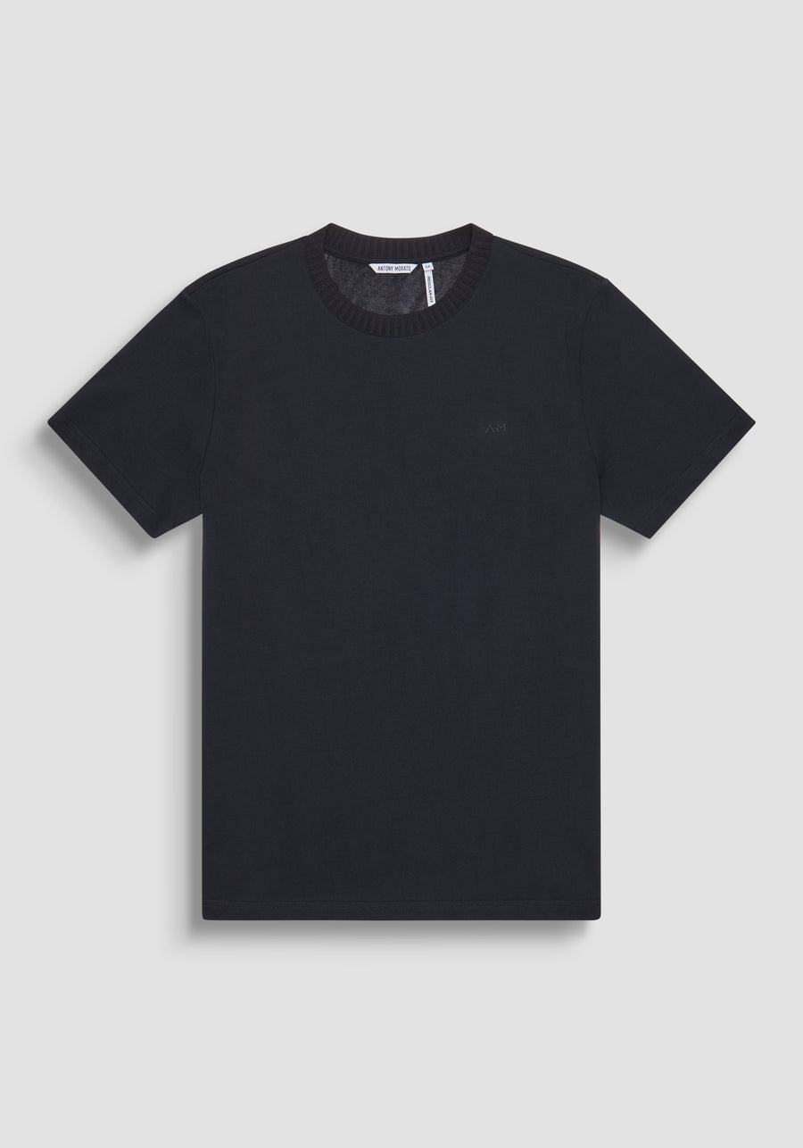 T-SHIRT RELAXED DE PUNTO DE ALGODÓN CON LOGOTIPO EN RELIEVE TONO SOBRE TONO