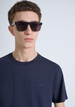 T-SHIRT RELAXED DE PUNTO DE ALGODÓN CON LOGOTIPO EN RELIEVE TONO SOBRE TONO