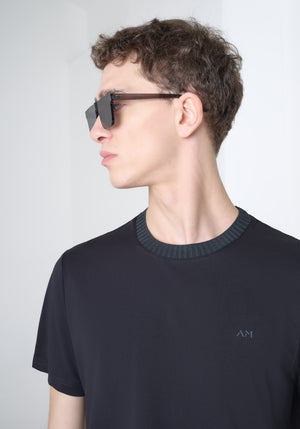 T-SHIRT RELAXED DE PUNTO DE ALGODÓN CON LOGOTIPO EN RELIEVE TONO SOBRE TONO