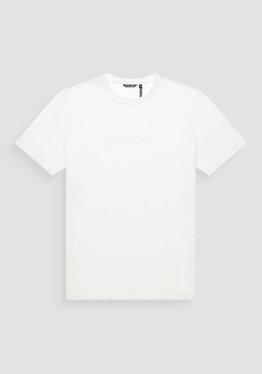 T-SHIRT REGULAR FIT DE PUNTO DE ALGODÓN 100 % CON CUELLO ACANALADO Y MONOGRAMA A JUEGO