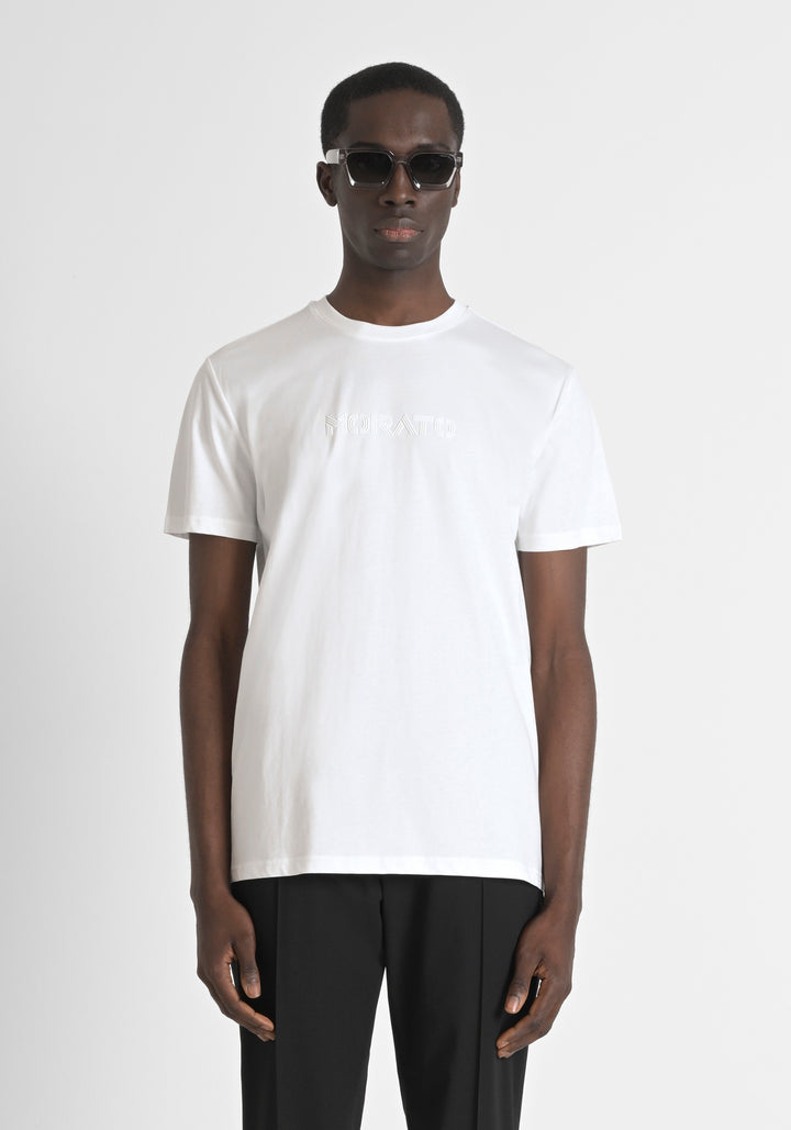 T-SHIRT REGULAR FIT DE PUNTO DE ALGODÓN 100 % CON CUELLO ACANALADO Y MONOGRAMA A JUEGO