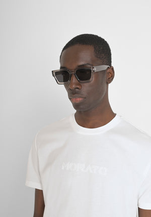 T-SHIRT REGULAR FIT DE PUNTO DE ALGODÓN 100 % CON CUELLO ACANALADO Y MONOGRAMA A JUEGO