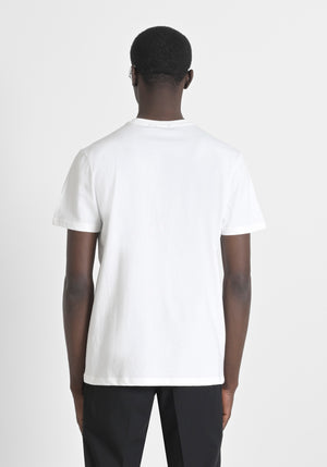 T-SHIRT REGULAR FIT DE PUNTO DE ALGODÓN 100 % CON CUELLO ACANALADO Y MONOGRAMA A JUEGO