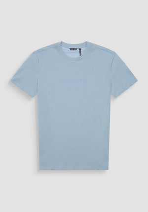 T-SHIRT REGULAR FIT DE PUNTO DE ALGODÓN 100 % CON CUELLO ACANALADO Y MONOGRAMA A JUEGO