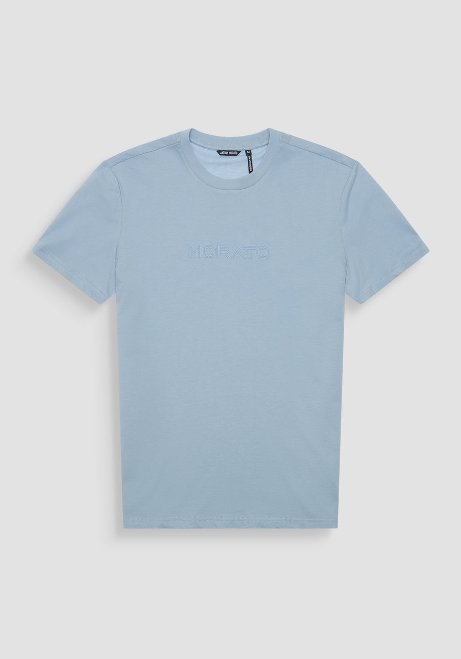 T-SHIRT REGULAR FIT DE PUNTO DE ALGODÓN 100 % CON CUELLO ACANALADO Y MONOGRAMA A JUEGO
