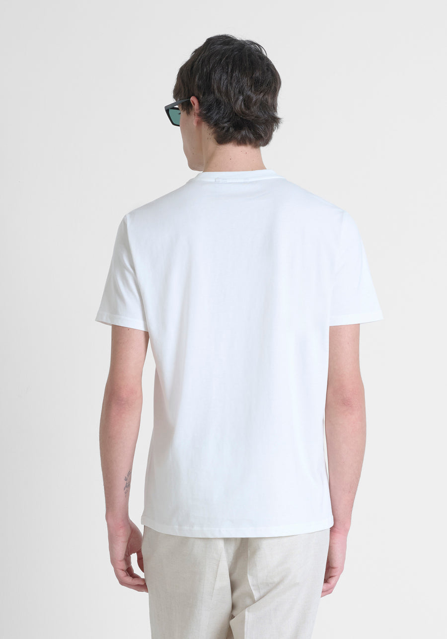 T-SHIRT REGULAR FIT DE PUNTO DE ALGODÓN PURO DE COLOR LISO