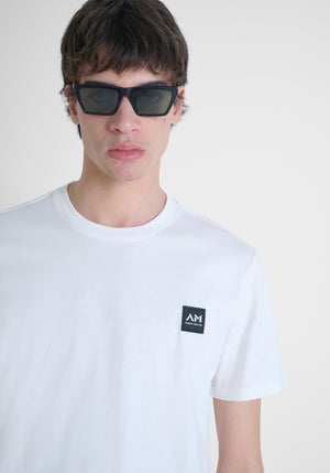 T-SHIRT REGULAR FIT DE PUNTO DE ALGODÓN PURO DE COLOR LISO