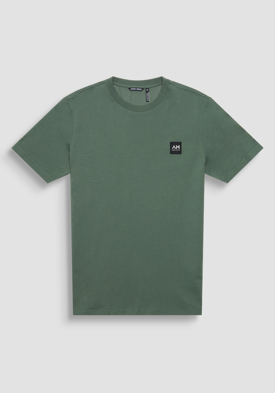 T-SHIRT REGULAR FIT DE PUNTO DE ALGODÓN PURO DE COLOR LISO CON LOGOTIPO EN RELIEVE TONO SOBRE TONO