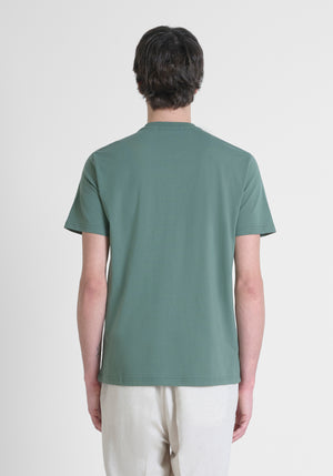 T-SHIRT REGULAR FIT DE PUNTO DE ALGODÓN PURO DE COLOR LISO CON LOGOTIPO EN RELIEVE TONO SOBRE TONO
