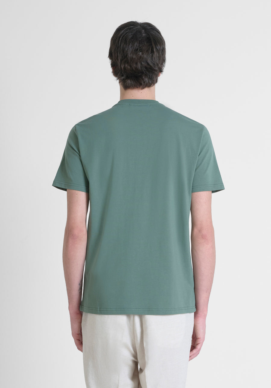 T-SHIRT REGULAR FIT DE PUNTO DE ALGODÓN PURO DE COLOR LISO CON LOGOTIPO EN RELIEVE TONO SOBRE TONO
