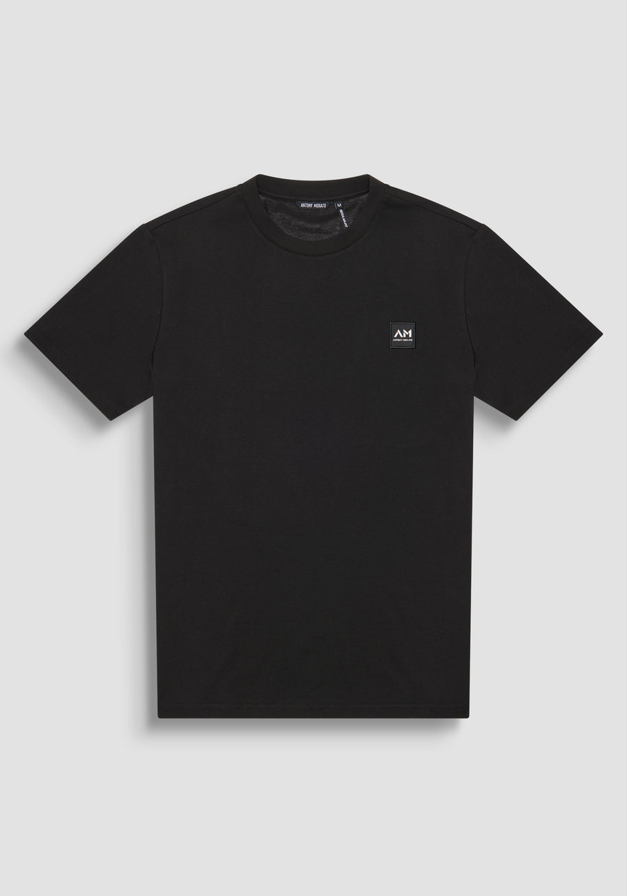 T-SHIRT REGULAR FIT DE PUNTO DE ALGODÓN PURO DE COLOR LISO CON LOGOTIPO EN RELIEVE TONO SOBRE TONO