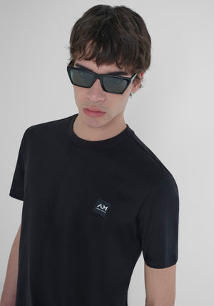 T-SHIRT REGULAR FIT DE PUNTO DE ALGODÓN PURO DE COLOR LISO CON LOGOTIPO EN RELIEVE TONO SOBRE TONO