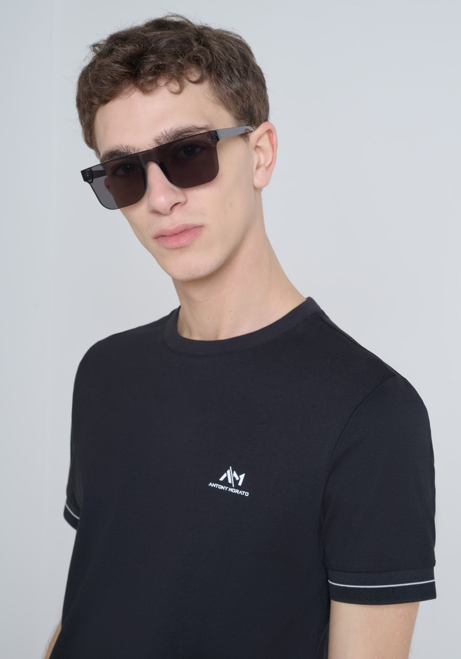 T-SHIRT AJUSTADA DE ALGODÓN JERSEY CON LOGOTIPO IMPRESO EN ESPUMA