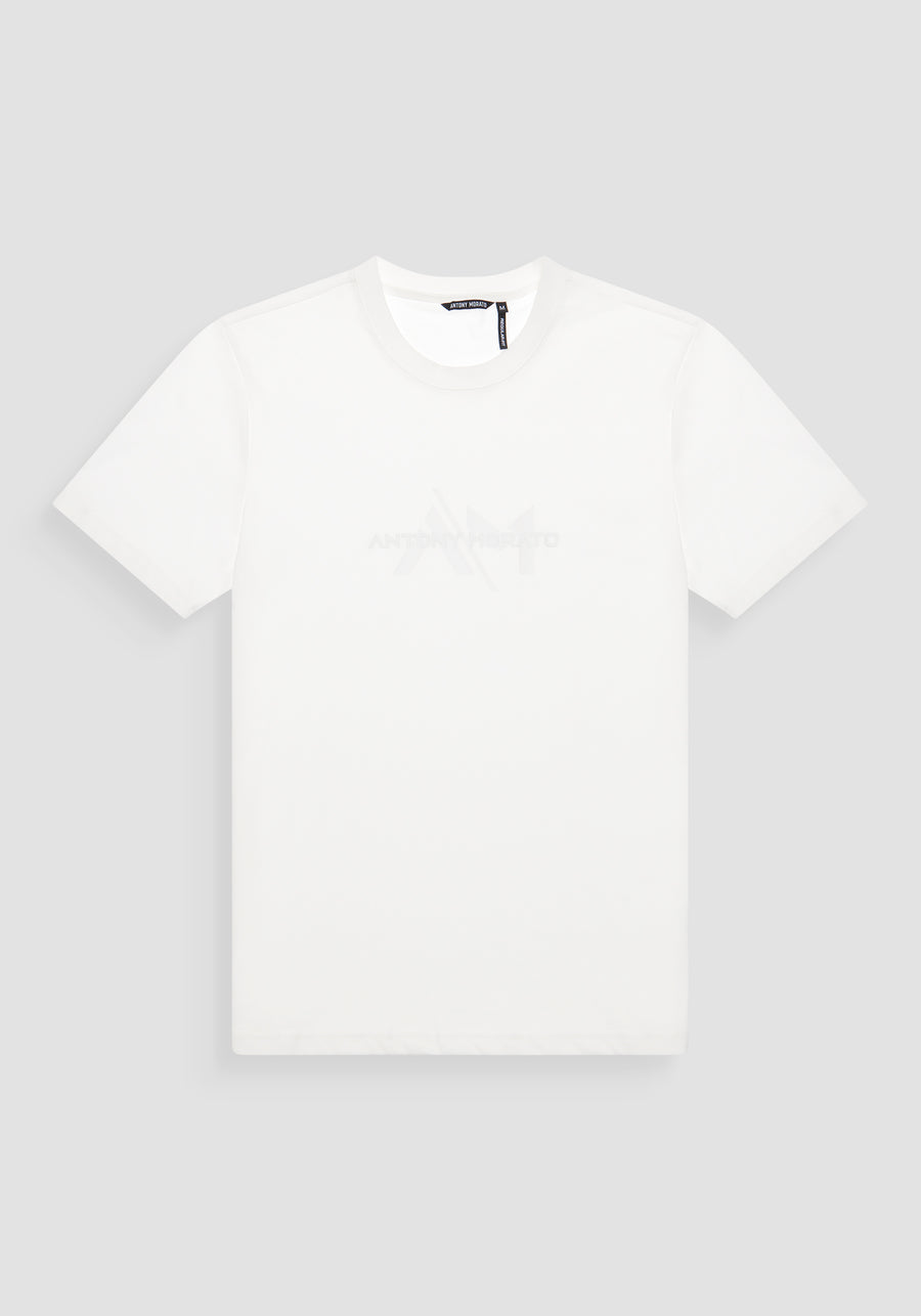 T SHIRT REGULAR FIT DE PUNTO DE ALGODÓN CON LOGOTIPO DE COLOR LISO