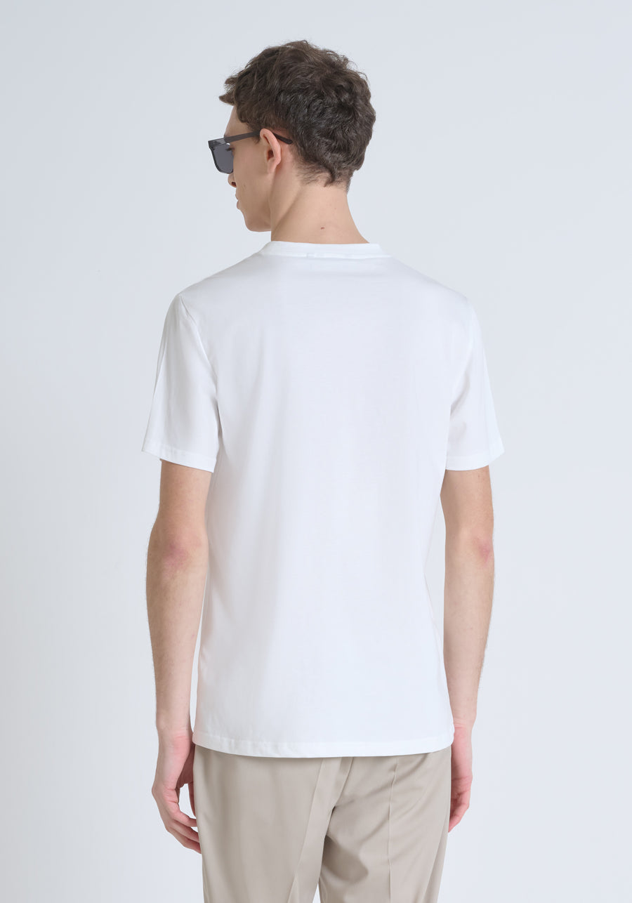 T SHIRT REGULAR FIT DE PUNTO DE ALGODÓN CON LOGOTIPO DE COLOR LISO