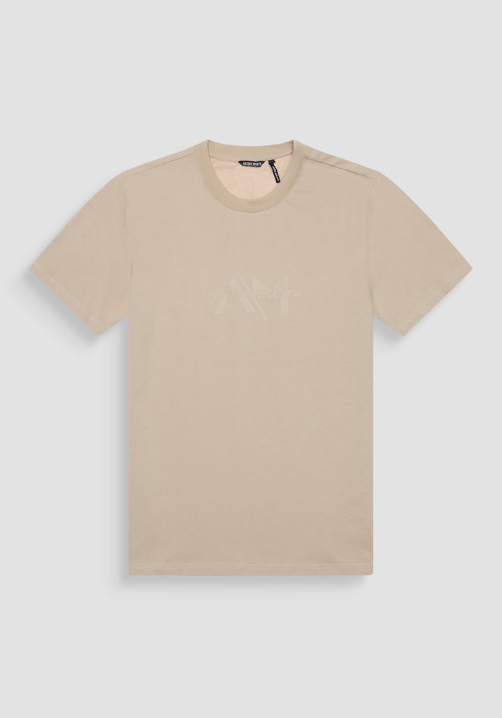 T SHIRT REGULAR FIT DE PUNTO DE ALGODÓN CON LOGOTIPO DE COLOR LISO