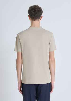 T SHIRT REGULAR FIT DE PUNTO DE ALGODÓN CON LOGOTIPO DE COLOR LISO