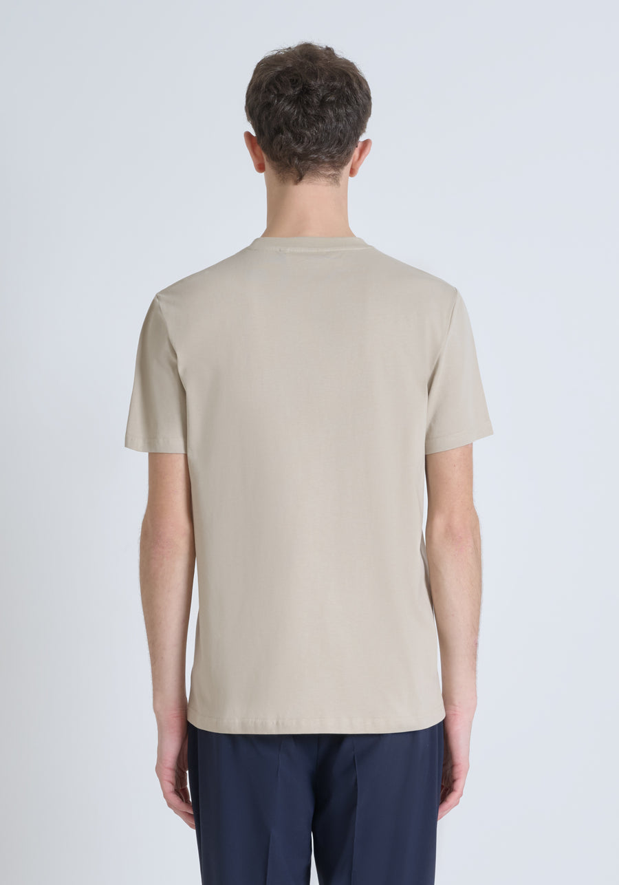 T SHIRT REGULAR FIT DE PUNTO DE ALGODÓN CON LOGOTIPO DE COLOR LISO