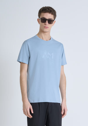 TSHIRT REGULAR FIT DE PUNTO DE ALGODÓN CON LOGOTIPO DE COLOR LISO