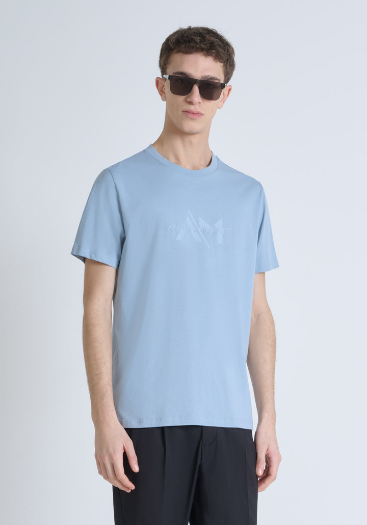 TSHIRT REGULAR FIT DE PUNTO DE ALGODÓN CON LOGOTIPO DE COLOR LISO