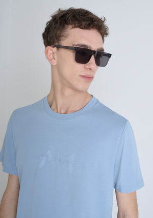 TSHIRT REGULAR FIT DE PUNTO DE ALGODÓN CON LOGOTIPO DE COLOR LISO