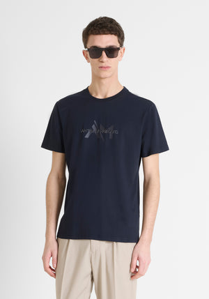 T SHIRT REGULAR FIT DE PUNTO DE ALGODÓN CON LOGOTIPO DE COLOR LISO