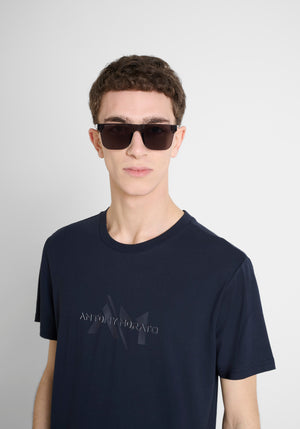 T SHIRT REGULAR FIT DE PUNTO DE ALGODÓN CON LOGOTIPO DE COLOR LISO