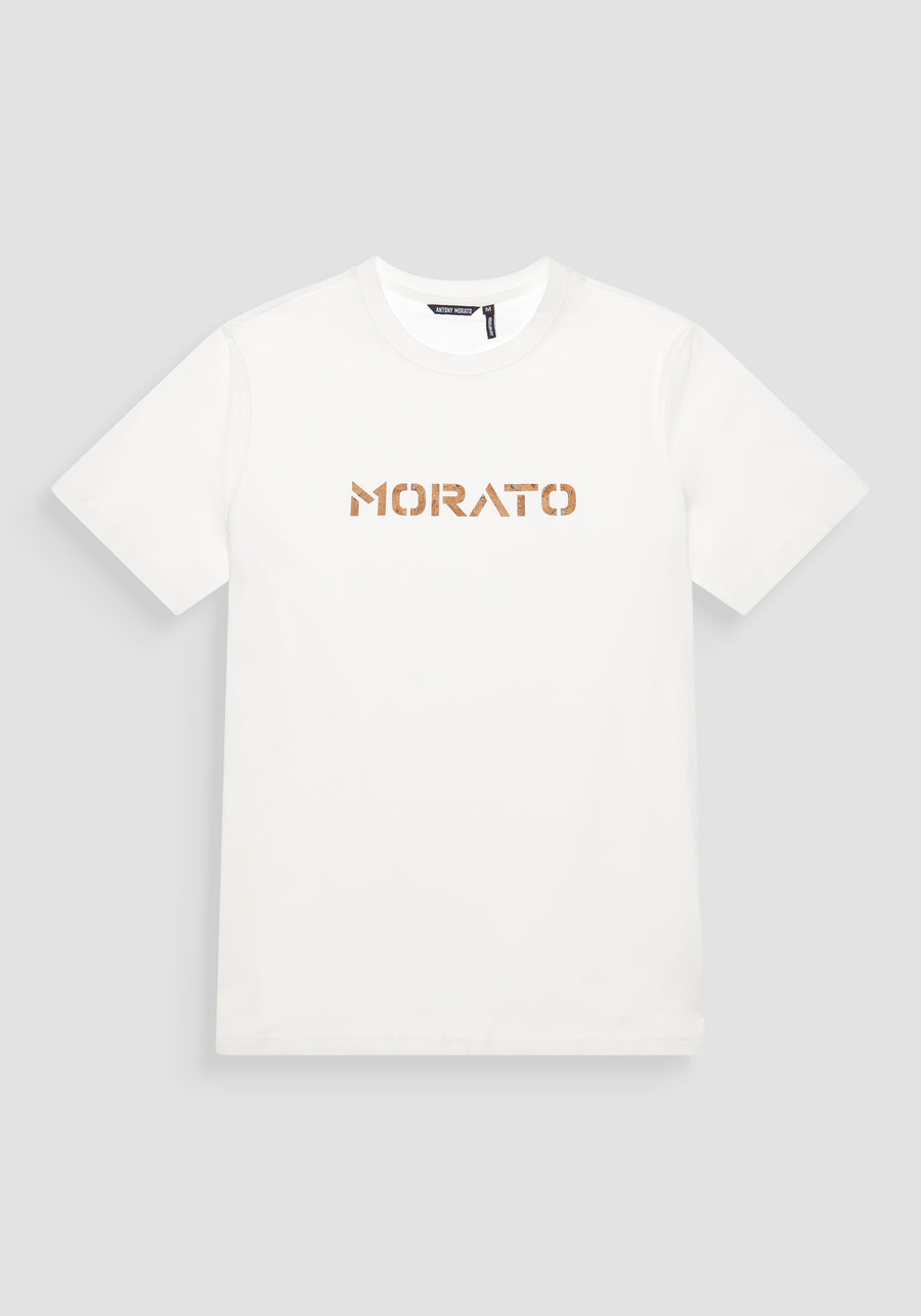 T-SHIRT REGULAR FIT DE ALGODÓN JERSEY CON LOGOTIPO DE CORCHO ESTAMPADO