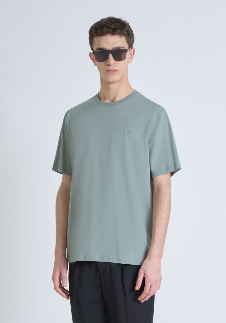 T-SHIRT RELAXED FIT DE ALGODÓN CON MONOGRAMA DEL LADO DEL CORAZÓN