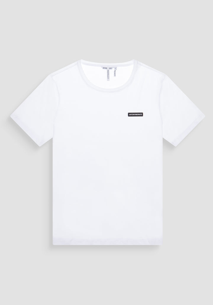 T-SHIRT REGULAR FIT EN TEJIDO DE ALGODÓN CON PARCHE DE GOMA CON EL LOGOTIPO