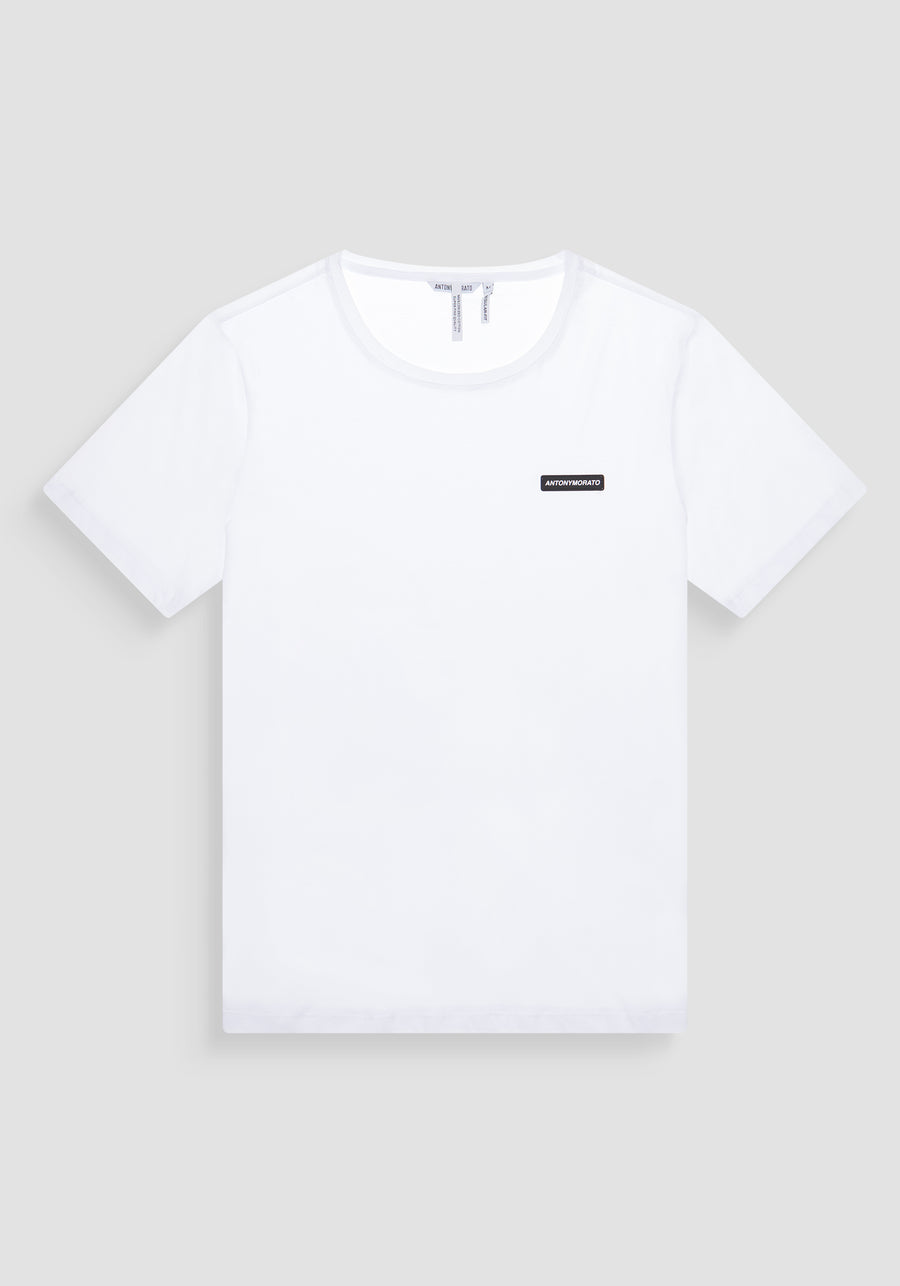 T-SHIRT REGULAR FIT EN TEJIDO DE ALGODÓN CON PARCHE DE GOMA CON EL LOGOTIPO