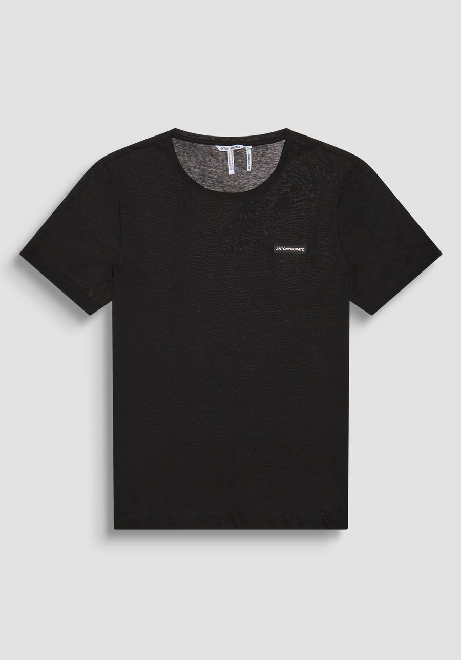 T-SHIRT REGULAR FIT EN TEJIDO DE ALGODÓN CON PARCHE DE GOMA CON EL LOGOTIPO