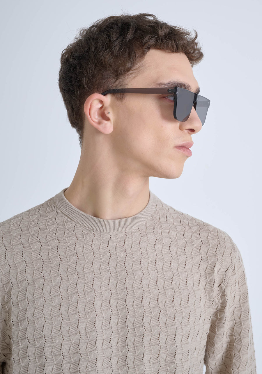 JERSEY REGULAR FIT DE ALGODÓN CON TEJIDO EN RELIEVE