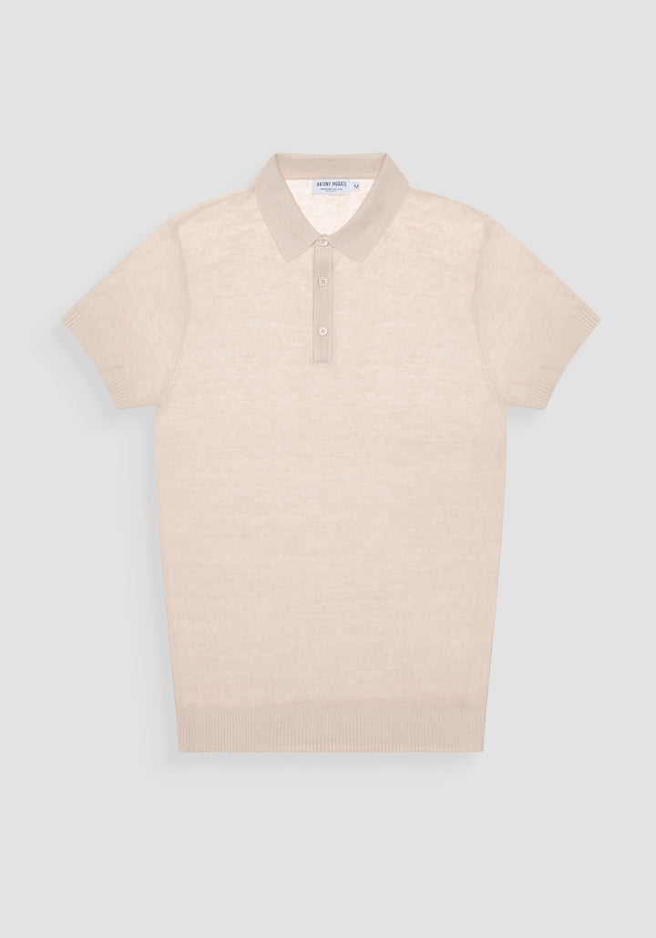 JERSEY REGULAR FIT EN MEZCLA DE LINO CON INSIGNIA DEL LOGOTIPO