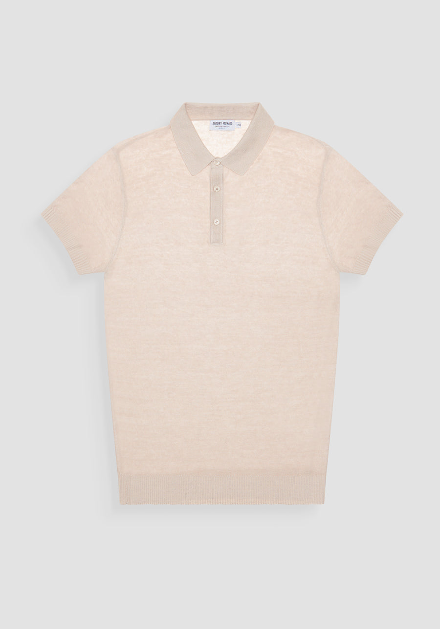 JERSEY REGULAR FIT EN MEZCLA DE LINO CON INSIGNIA DEL LOGOTIPO