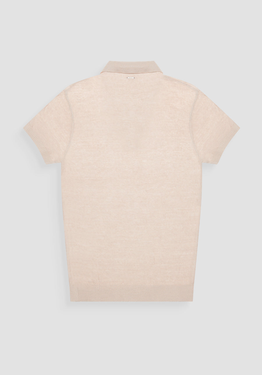 JERSEY REGULAR FIT EN MEZCLA DE LINO CON INSIGNIA DEL LOGOTIPO