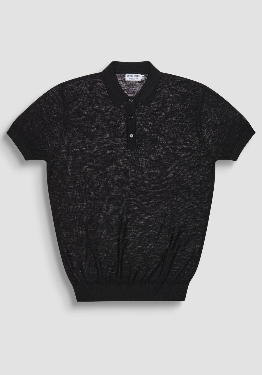JERSEY REGULAR FIT EN MEZCLA DE LINO CON INSIGNIA DEL LOGOTIPO