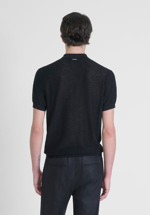 JERSEY REGULAR FIT EN MEZCLA DE LINO CON INSIGNIA DEL LOGOTIPO
